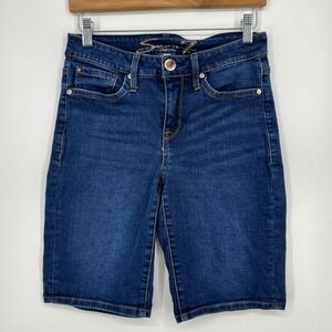Seven7 Denim Shorts Women's 4 Blue Dark Wash Sunset Bermuda 11"